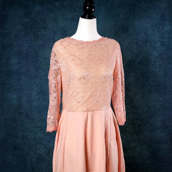 NWT Halcyeen | Pink Floral Lace-Bodice A-Line Dress - XL - Picture 2 of 6